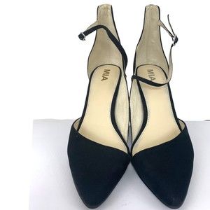 Mia Women Black Suede Pointed Closed Toe Ankle Strap Stiletto Heels 9M Poshmark
